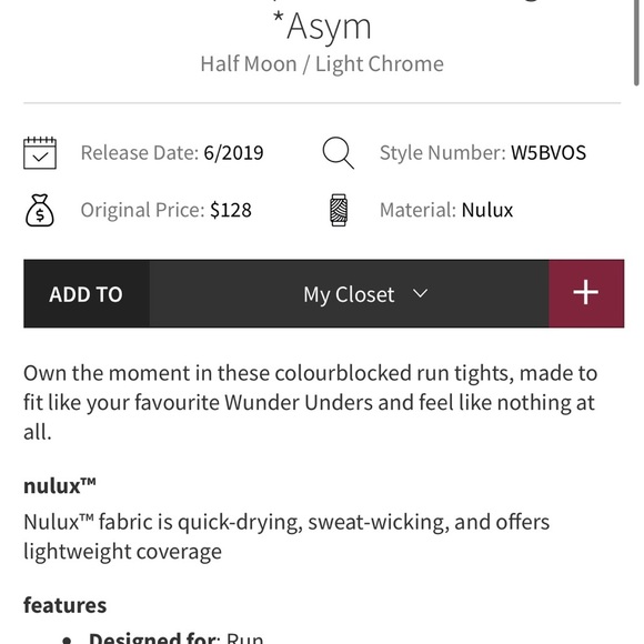 Lululemon Speed Wunder Tight Asym Half Moon Light Chrome Size 4.. 28” - Picture 7 of 7